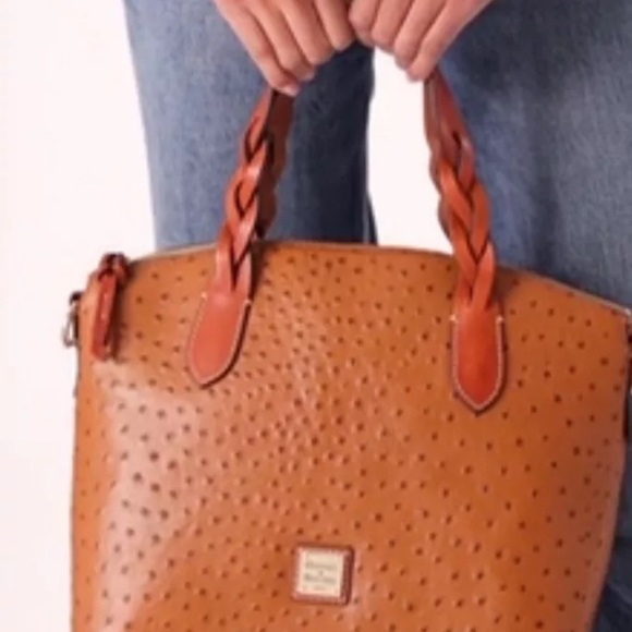 Dooney & Bourke Ostrich Celeste Satchel Caramel Brown (368.00) - Picture 7 of 15